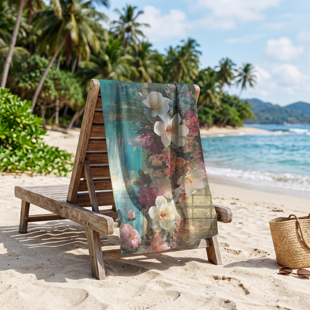 Personalized Botanical Floral Towel with Custom Name