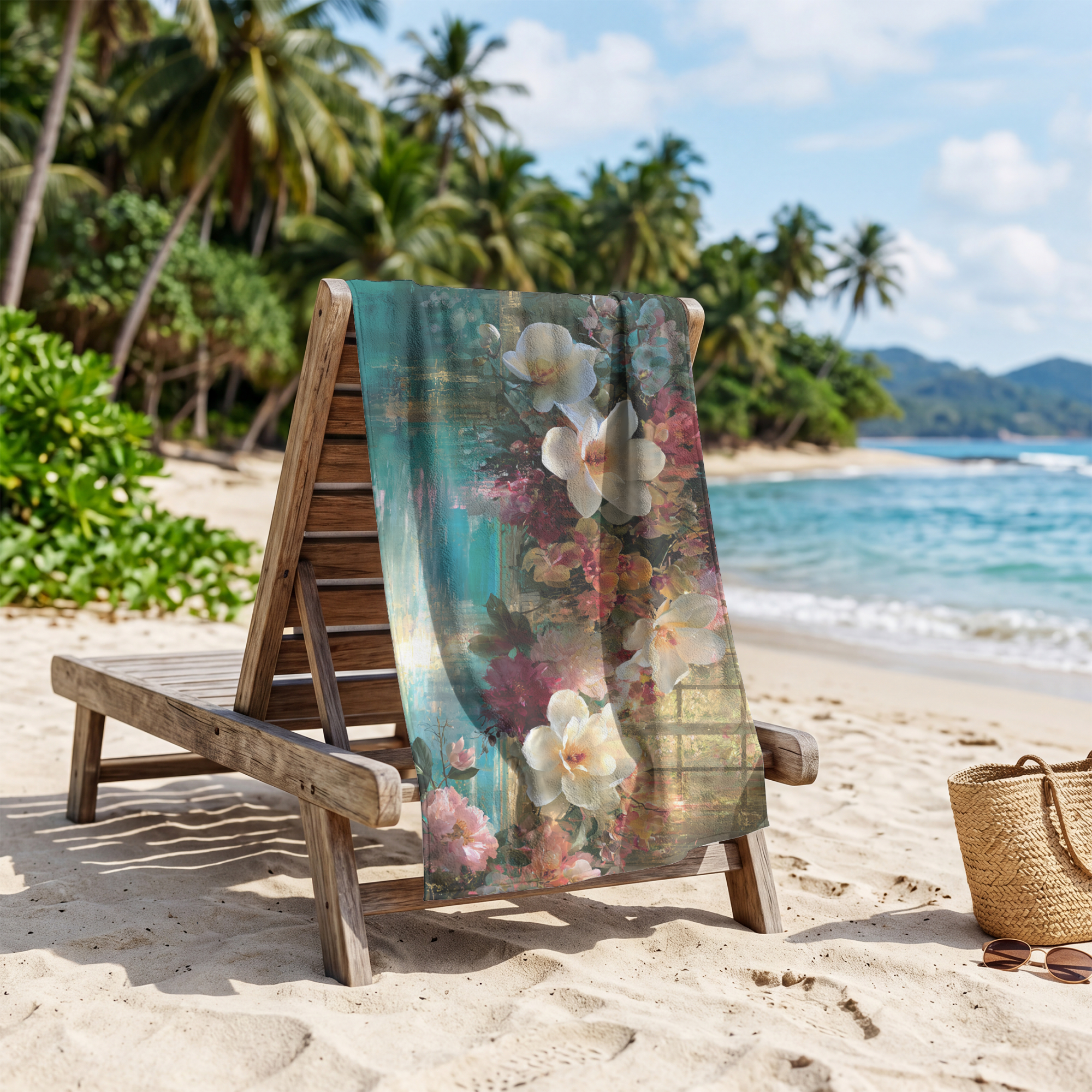 Personalized Botanical Floral Towel with Custom Name