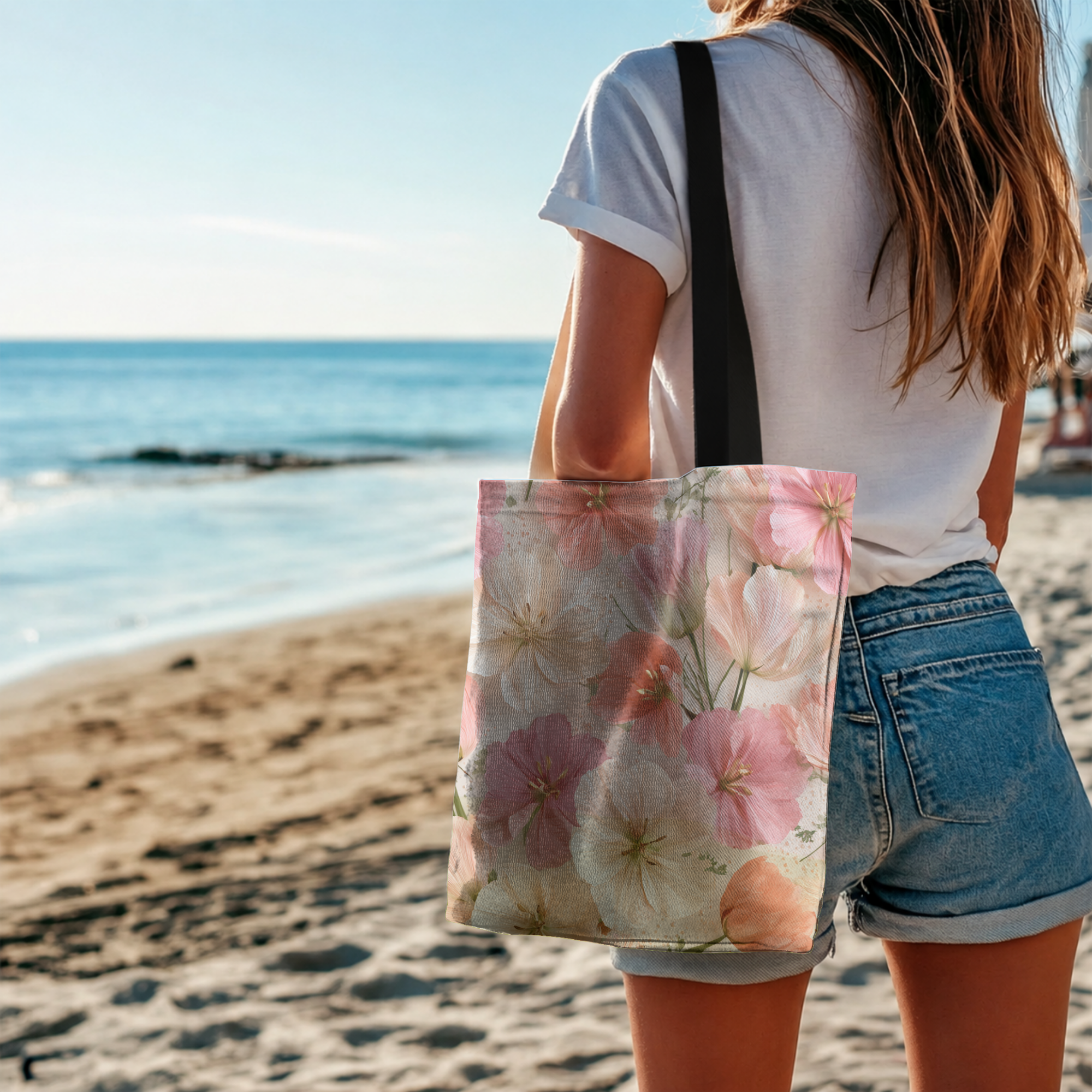 Personalized Floral Tote Bag with Custom Name for Shopping, Travel & Everyday Use