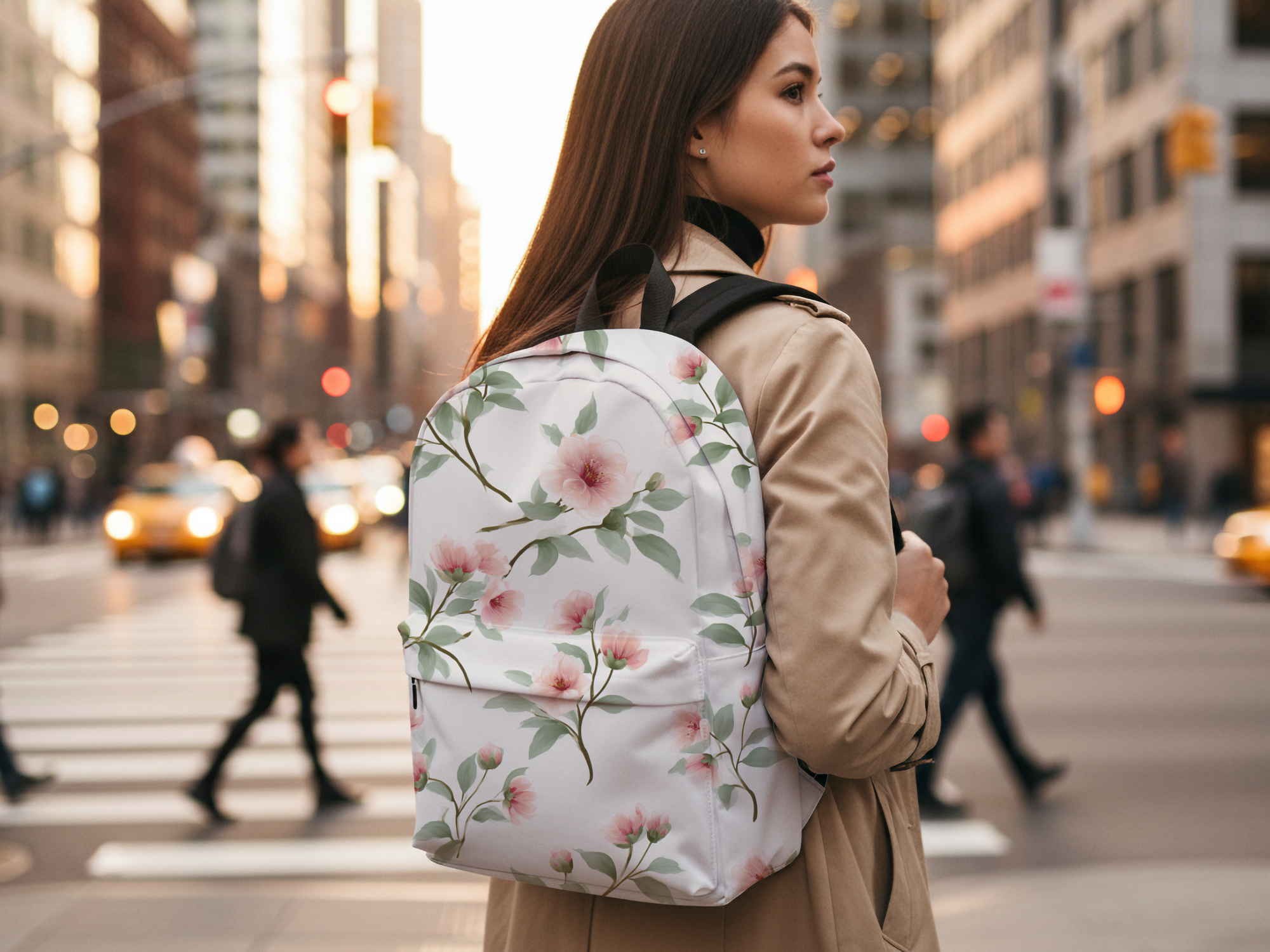 Nature Inspired Floral Backpack with Personalized Name