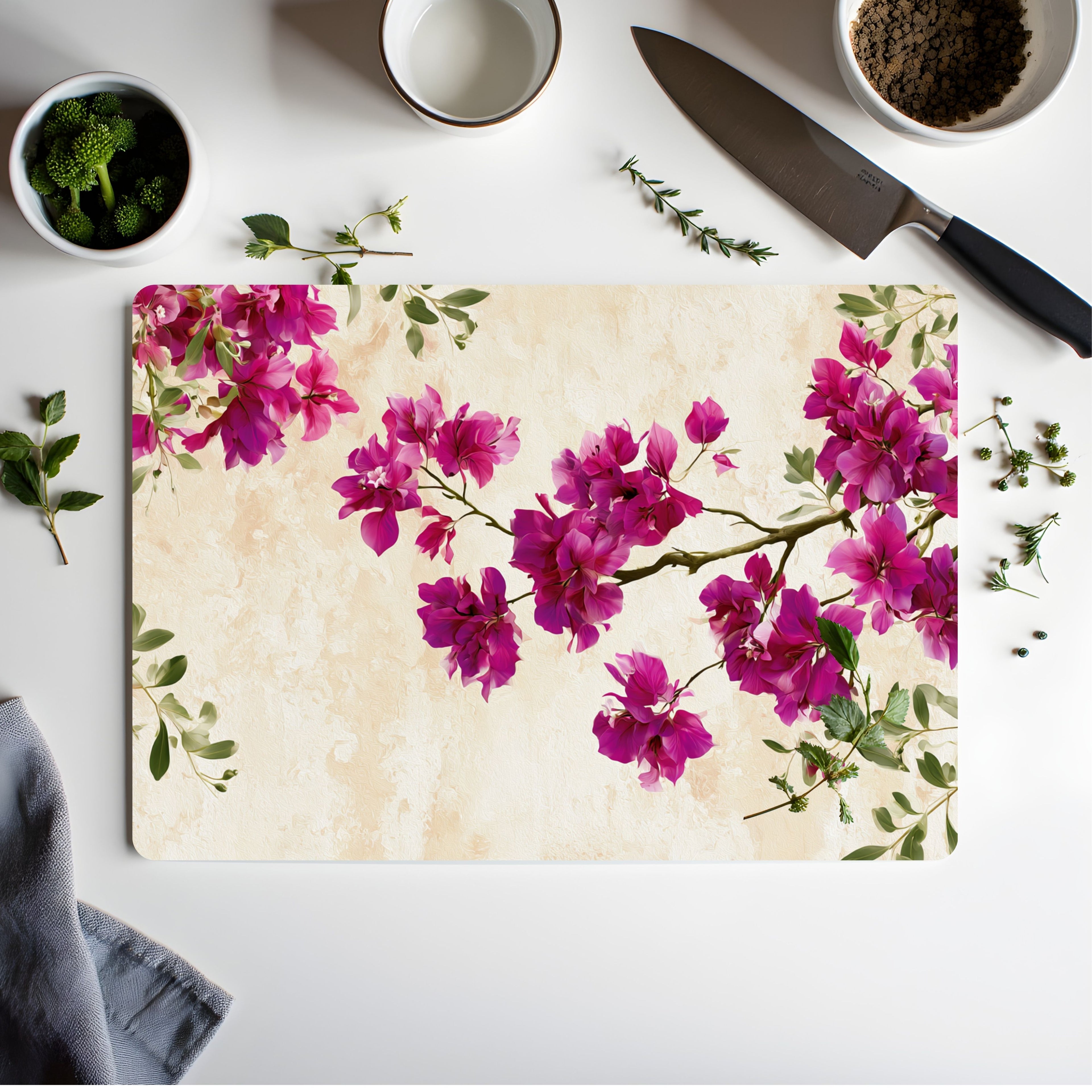 Bloom Flower Glass Cutting Board Personalized for Elegant Garden Kitchens