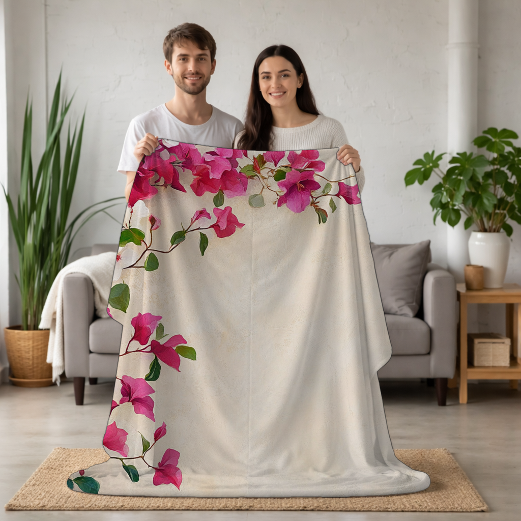 Personalized Sunlit Petals Sherpa Blanket with Custom Name