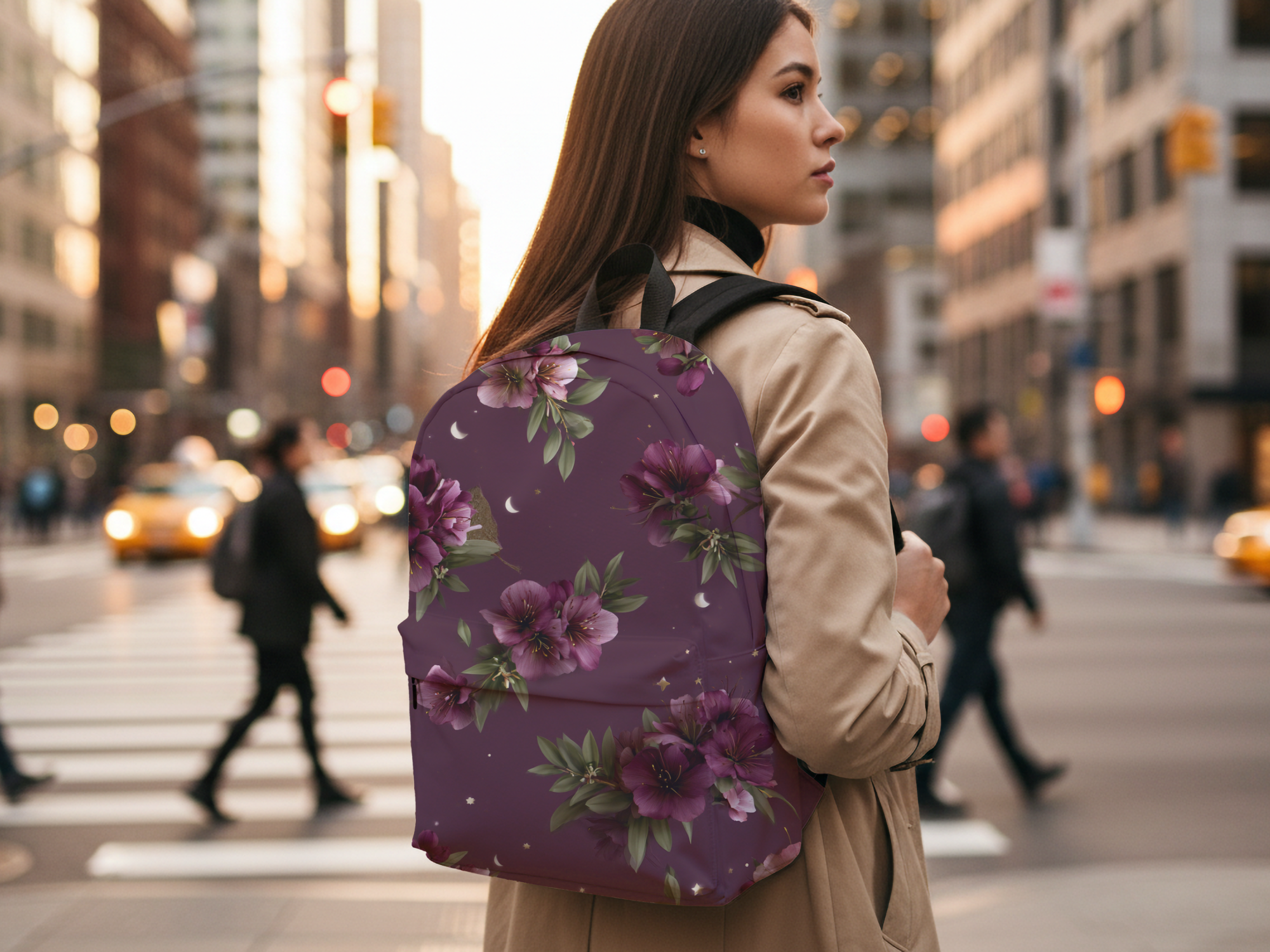 Custom Name Floral Backpack for Nature Lovers