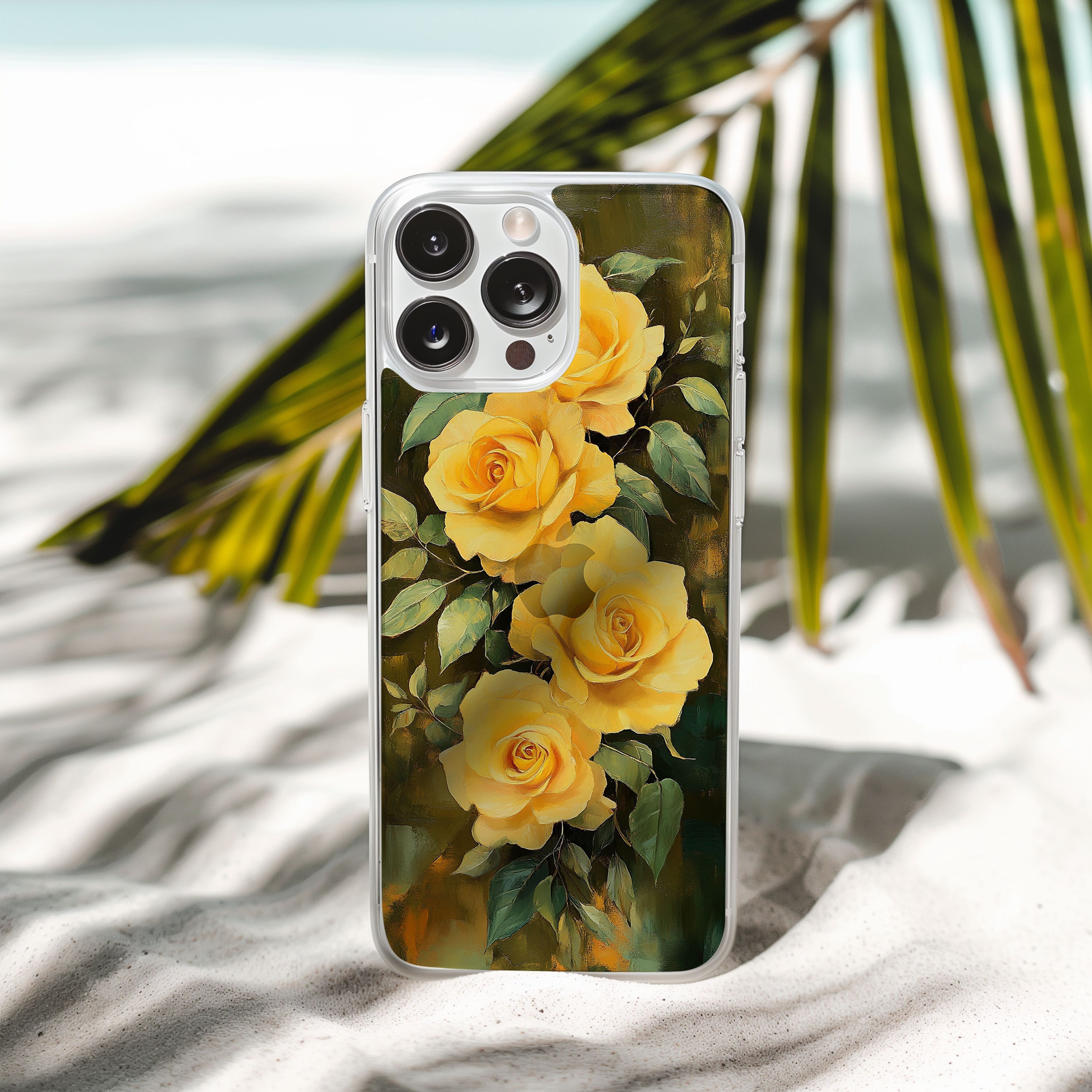 Personalized Yellow Rose iPhone Case with Custom Name & Botanical Premium Cover