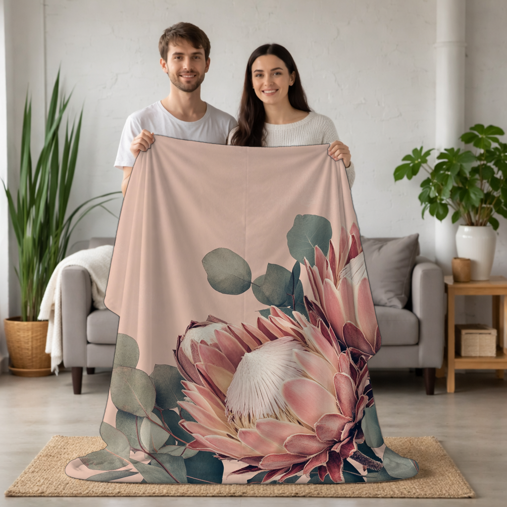 Personalized Dahlia Cottage Retreat Sherpa Blanket with Custom Name