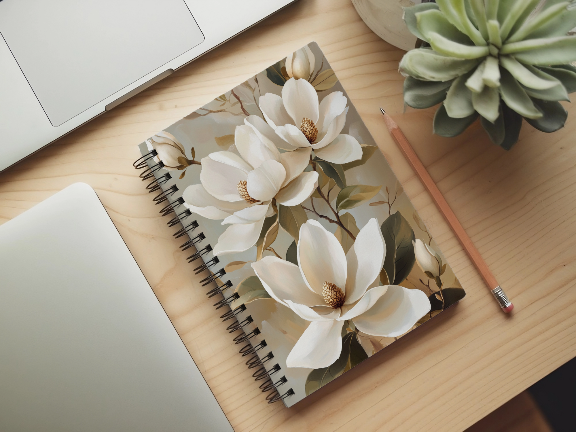 Magnolia Spiral Notebook Personalized for Southern Garden Inspirations