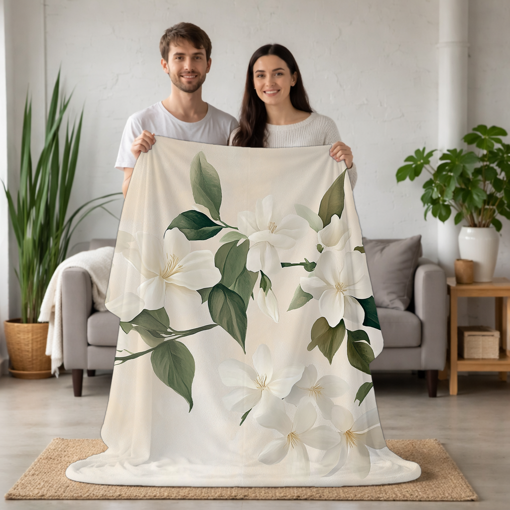 Personalized Garden Retreat Sherpa Blanket with Custom Name