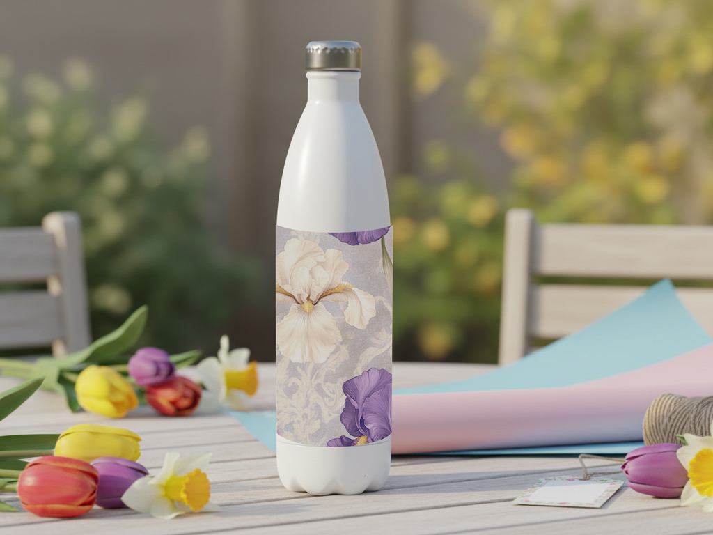 Personalized Garden Bloom Water Bottle with Custom Name Botanical Design