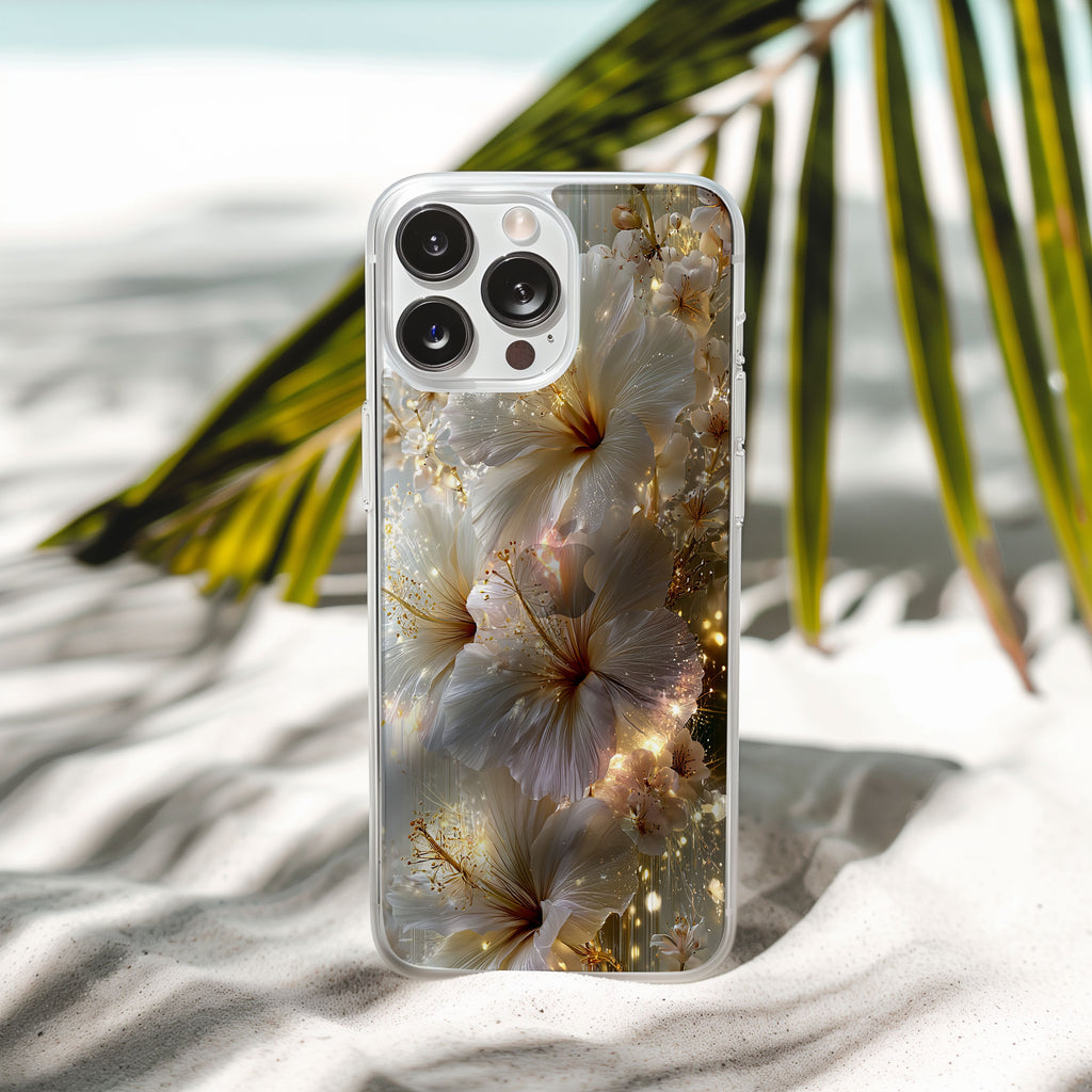 Personalized Hibiscus Botanical Luxe iPhone Case with Custom Name & Floral Designer Cover
