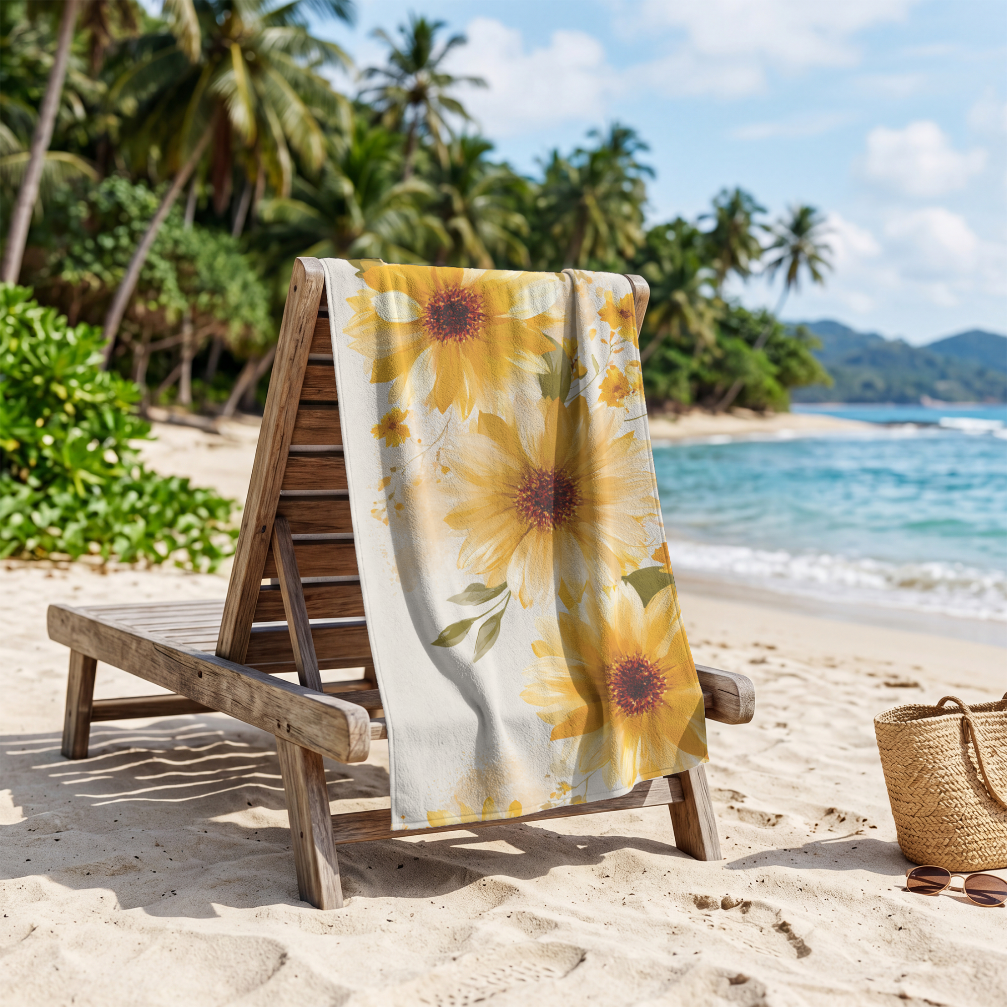Custom Floral Beach Towel Personalized with Your Name