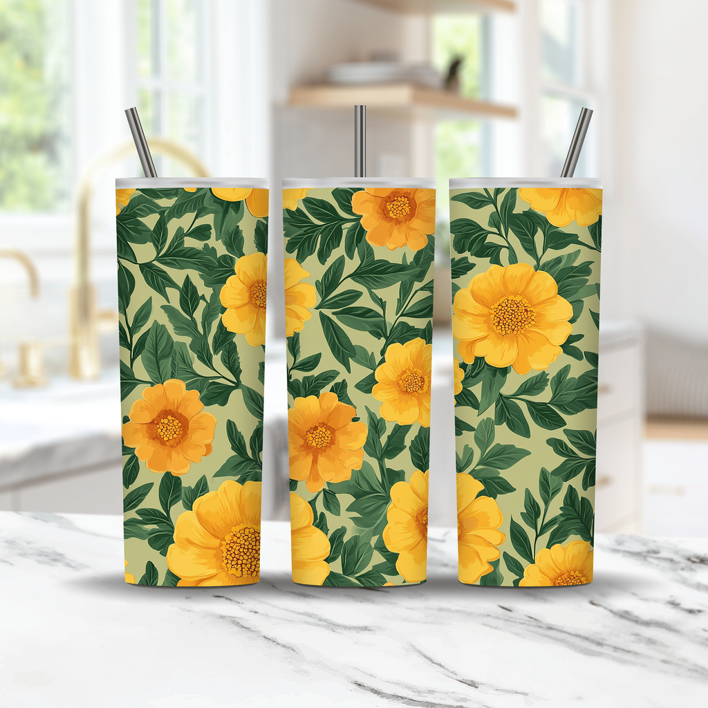 Personalized Cottage Bloom Stainless Steel Tumbler with Custom Name