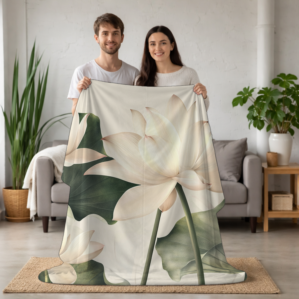 Personalized Magnolia Garden Sherpa Blanket with Custom Floral Design