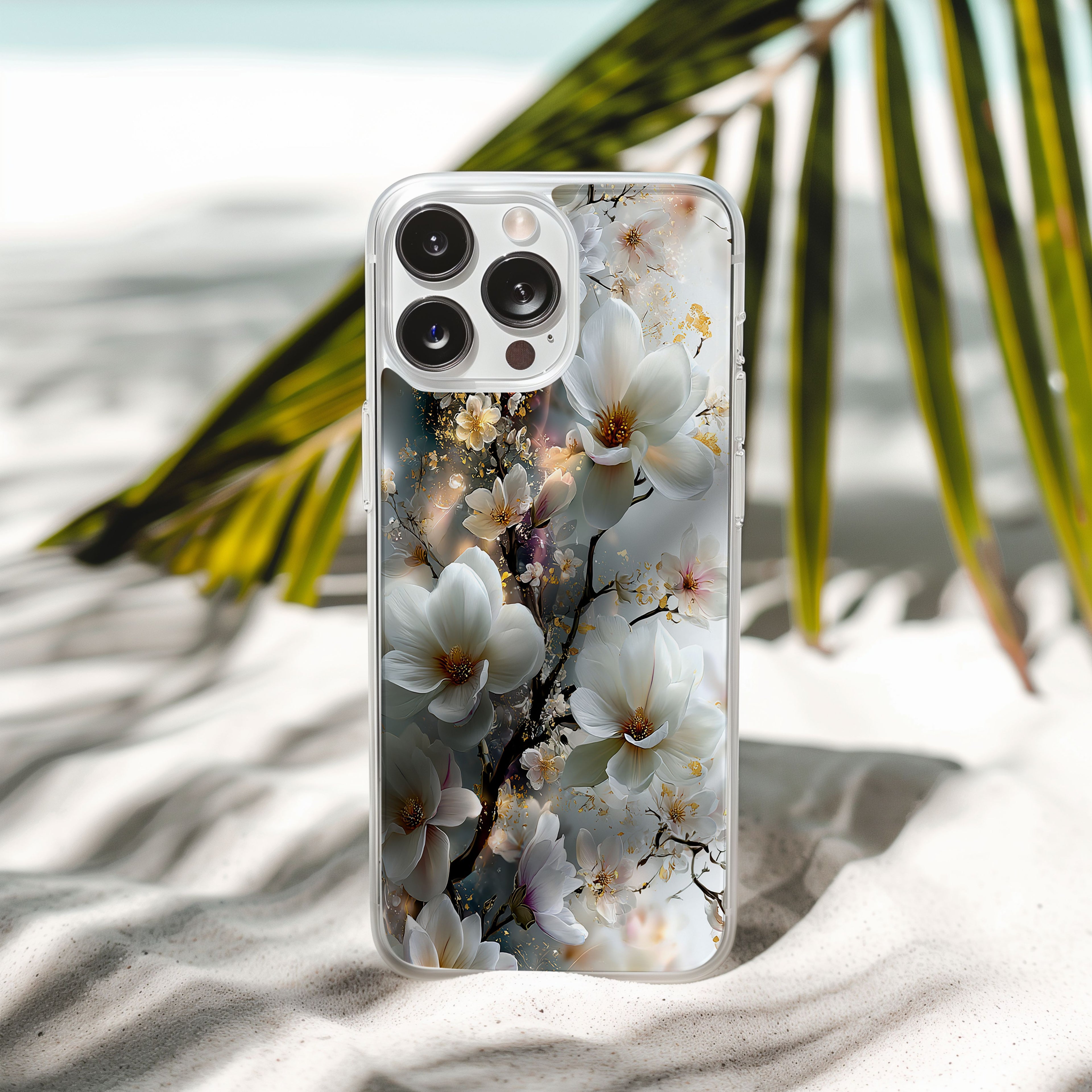 Personalized Cherry Blossom iPhone Case with Custom Name & Botanical Luxury Cover