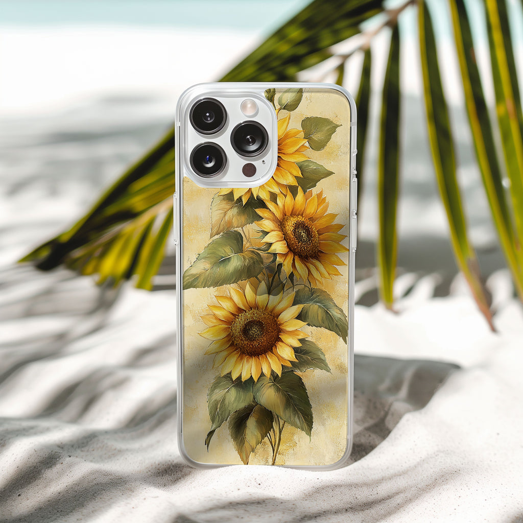 Personalized Sunflower iPhone Case with Custom Name & Botanical Designer Cover