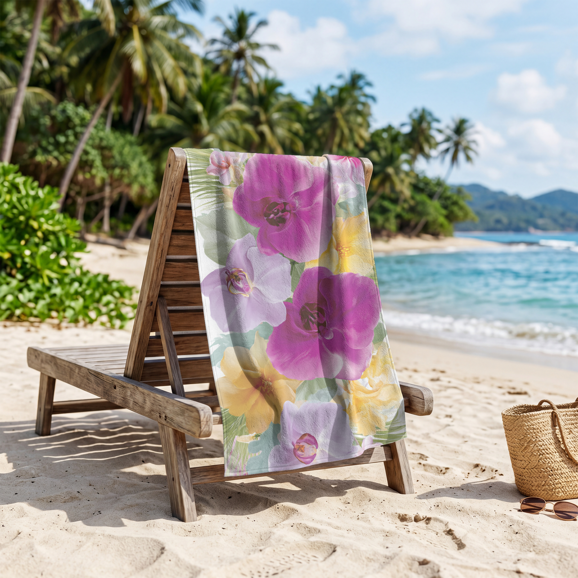 Personalized Botanical Towel | Custom Name Floral Bath Towel