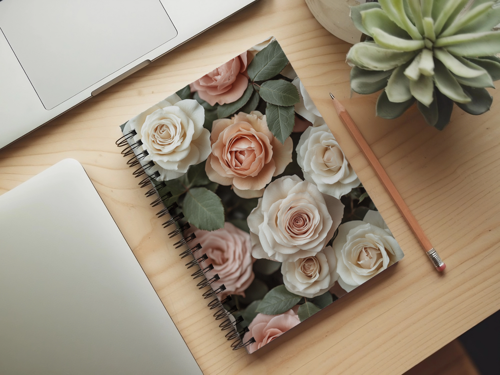 Densely Petaled Rose Spiral Notebook Personalized for Heirloom Bloom Collections