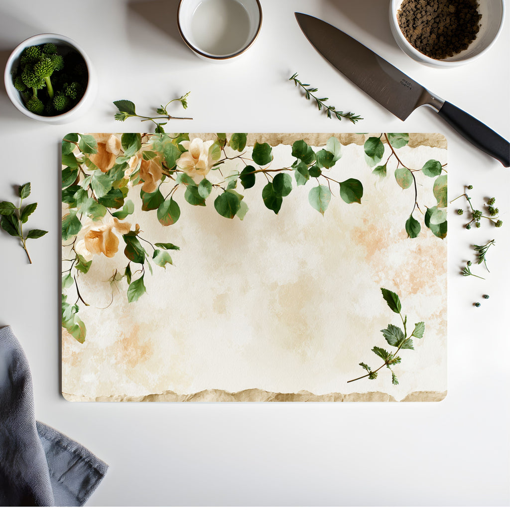 Botanical Garden Glass Cutting Board Personalized for Nature Inspired Homes