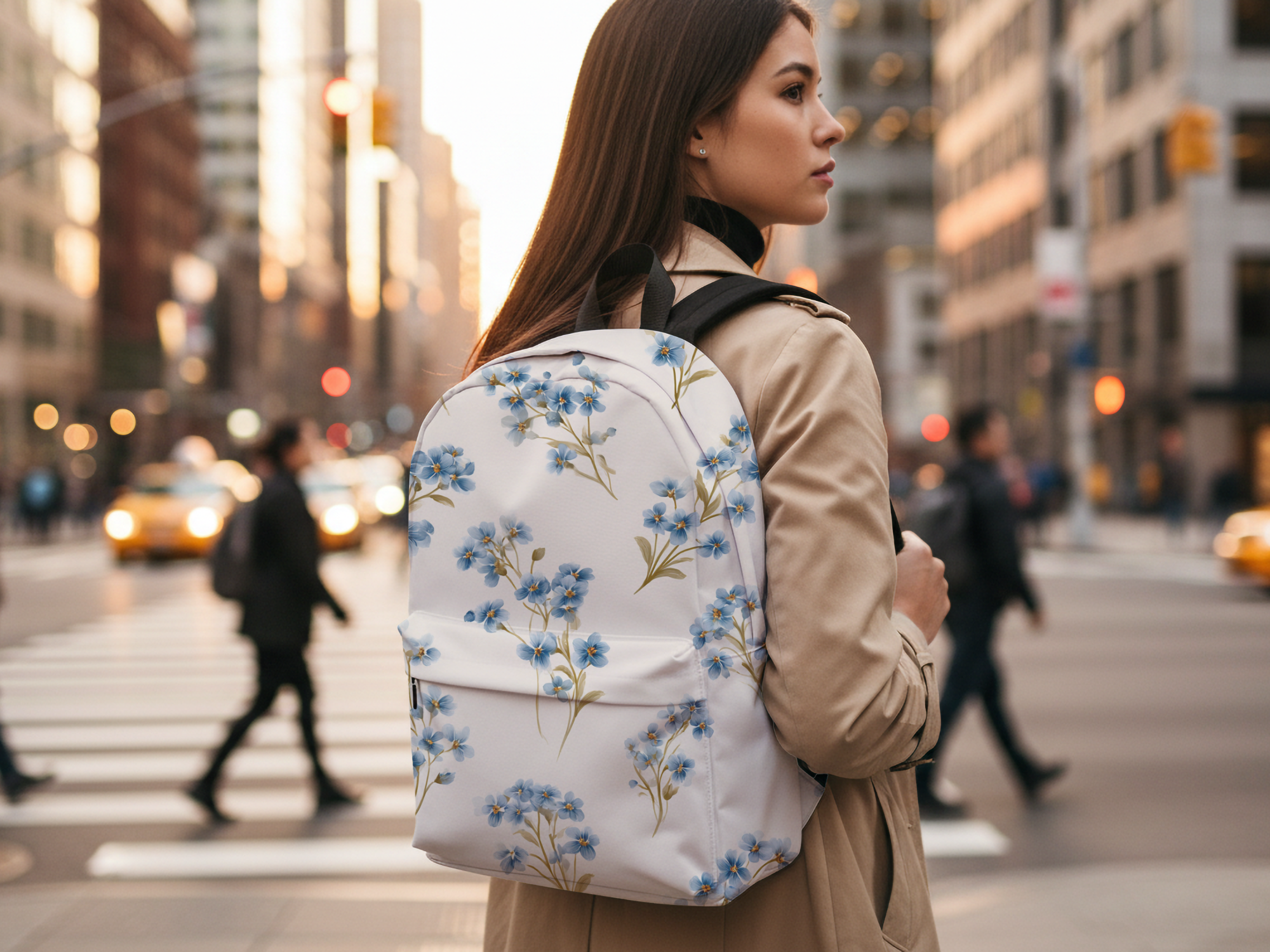 Custom Name Botanical Floral Backpack for Everyday Use