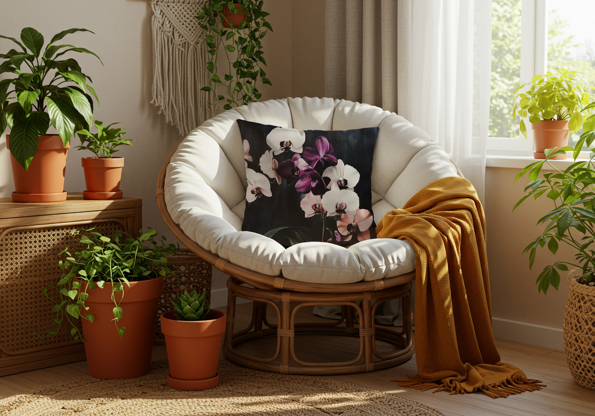 Personalized Orchid Harmony Pillow with Custom Name