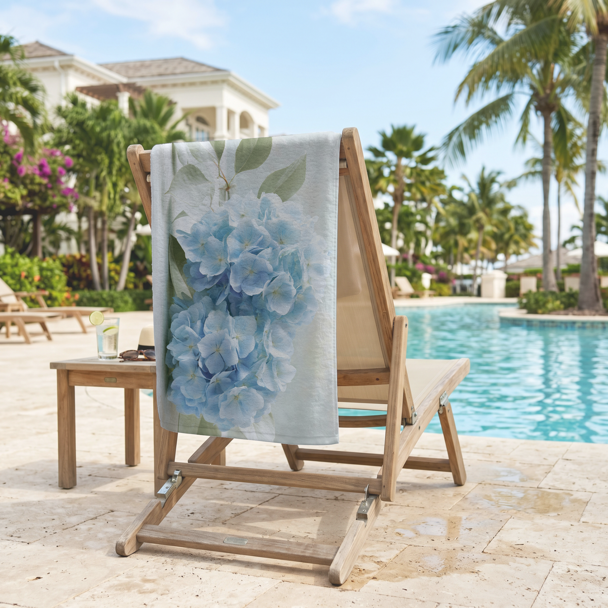 Custom Name Botanical Beach Towel with Floral Design