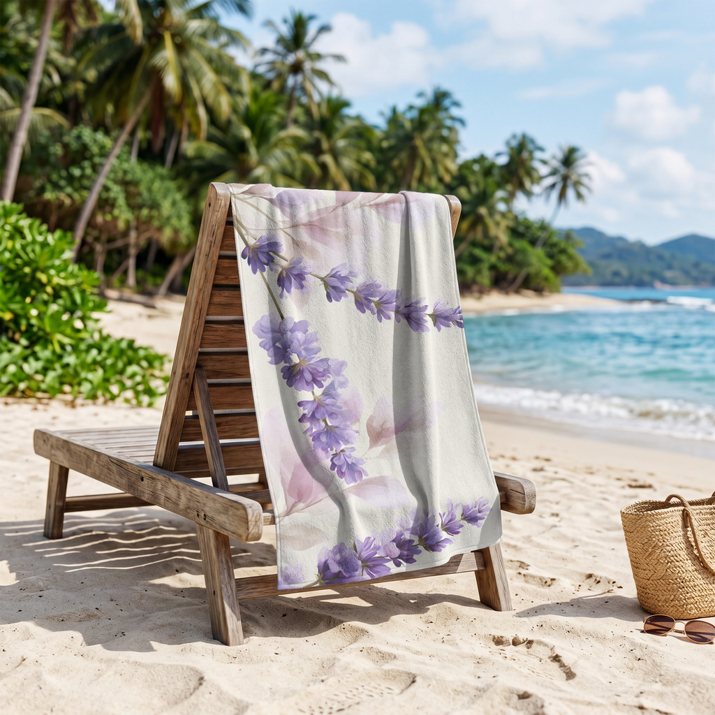 Personalized Name Floral Towel for Beach & Bath