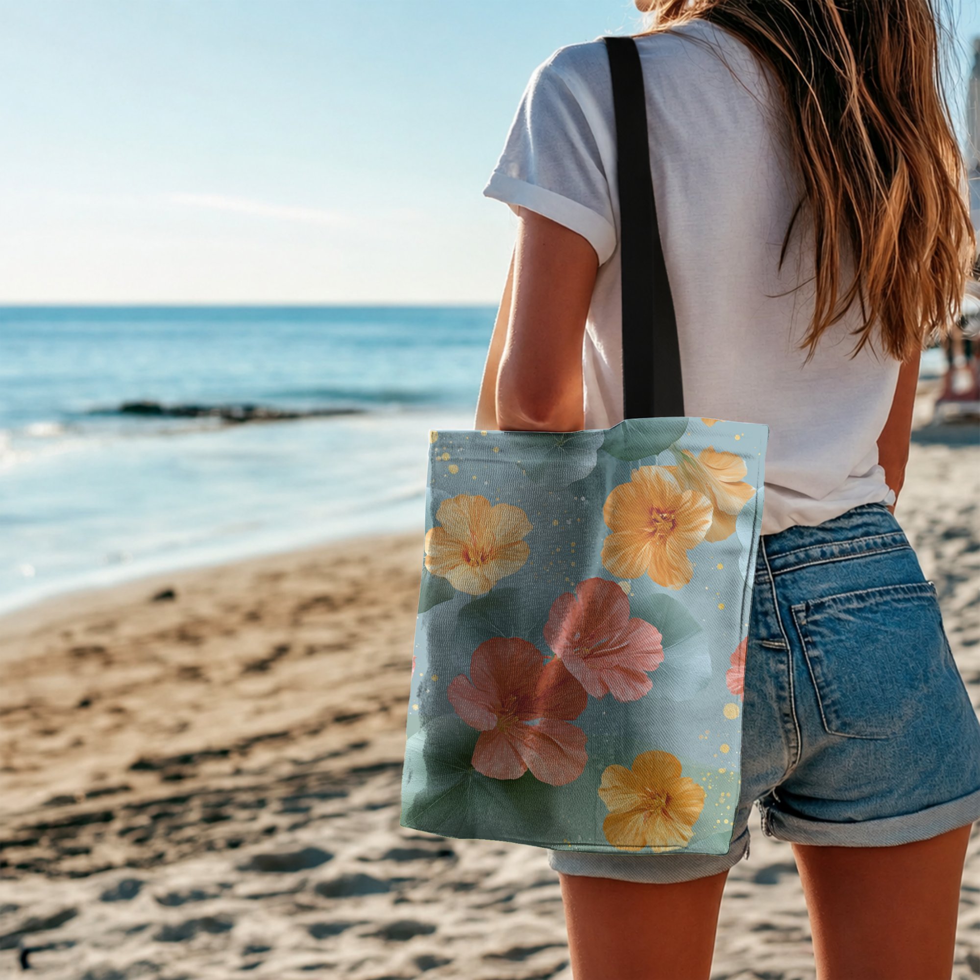 Personalized Botanical Gift Tote Bag with Custom Name for Shopping & Travel