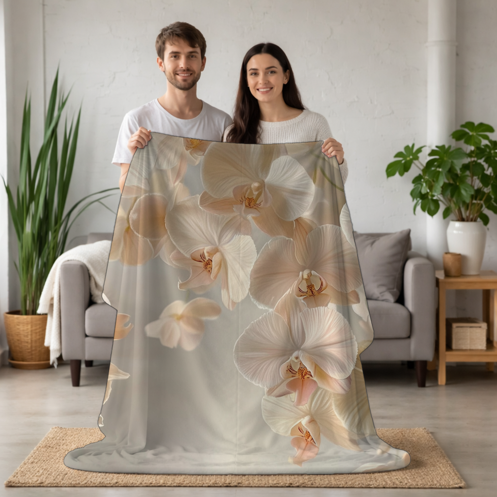 Personalized Orchid Hideaway Sherpa Blanket with Custom Name