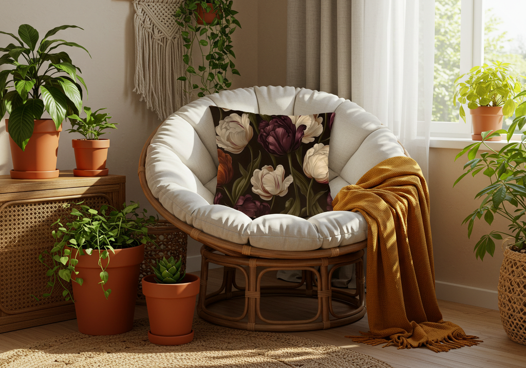 Personalized Vintage Tulip Decorative Pillow with Custom Name