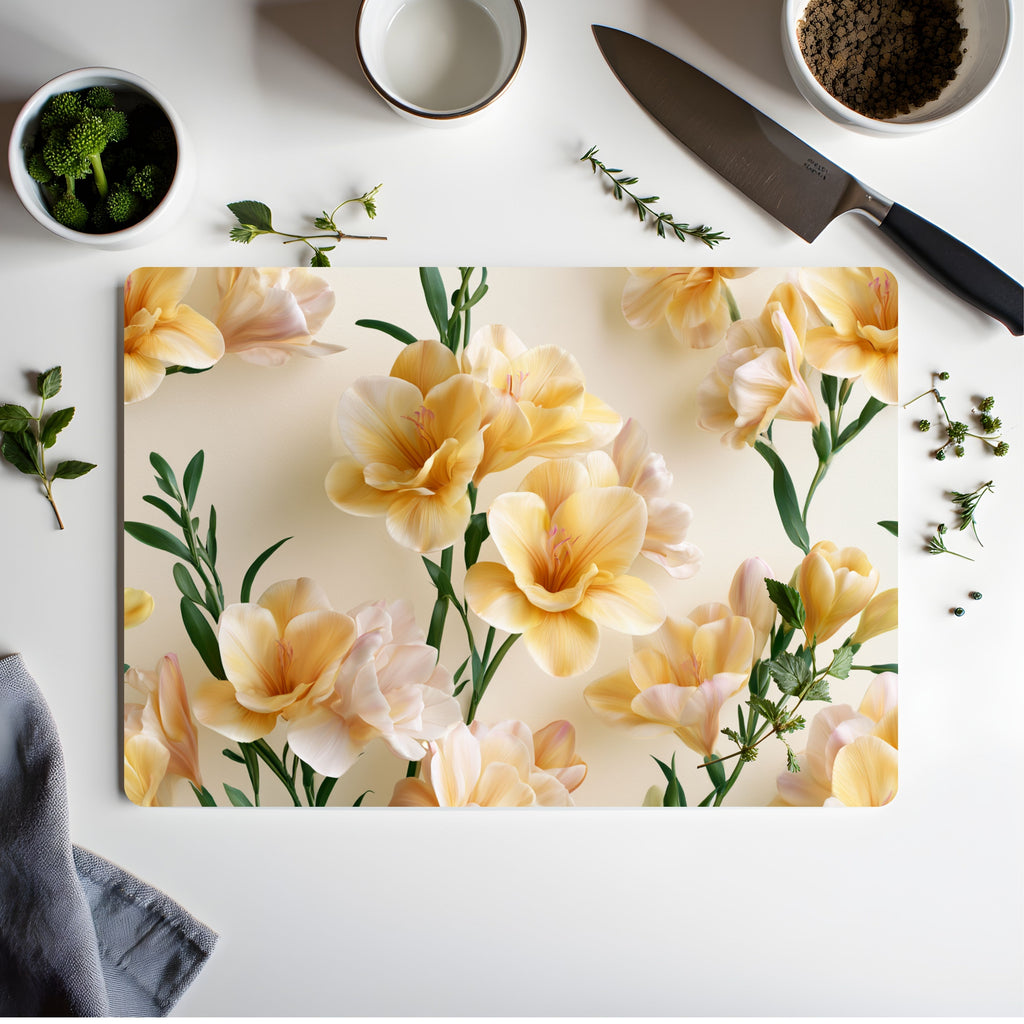 Freesia Garden Keepsake Glass Board Customized for Charming Floral Home Styling