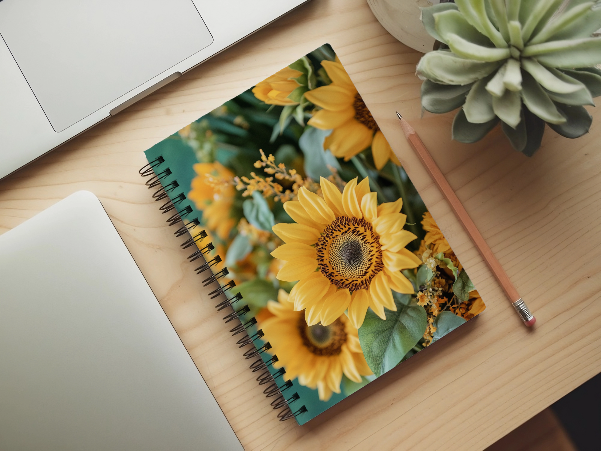 Sunflower Spiral Notebook Personalized for Golden Hour Inspirations