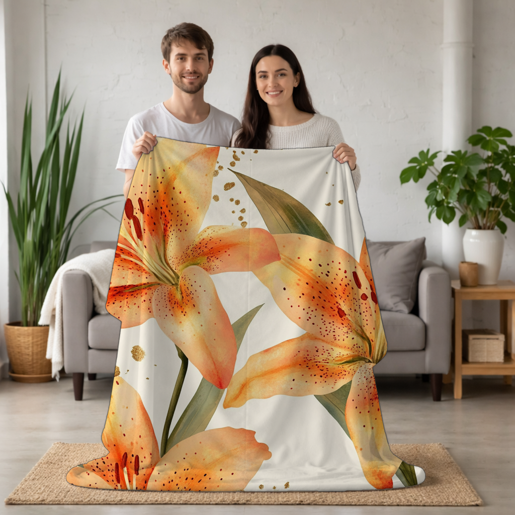 Personalized Wild Lily Haven Sherpa Blanket with Custom Name