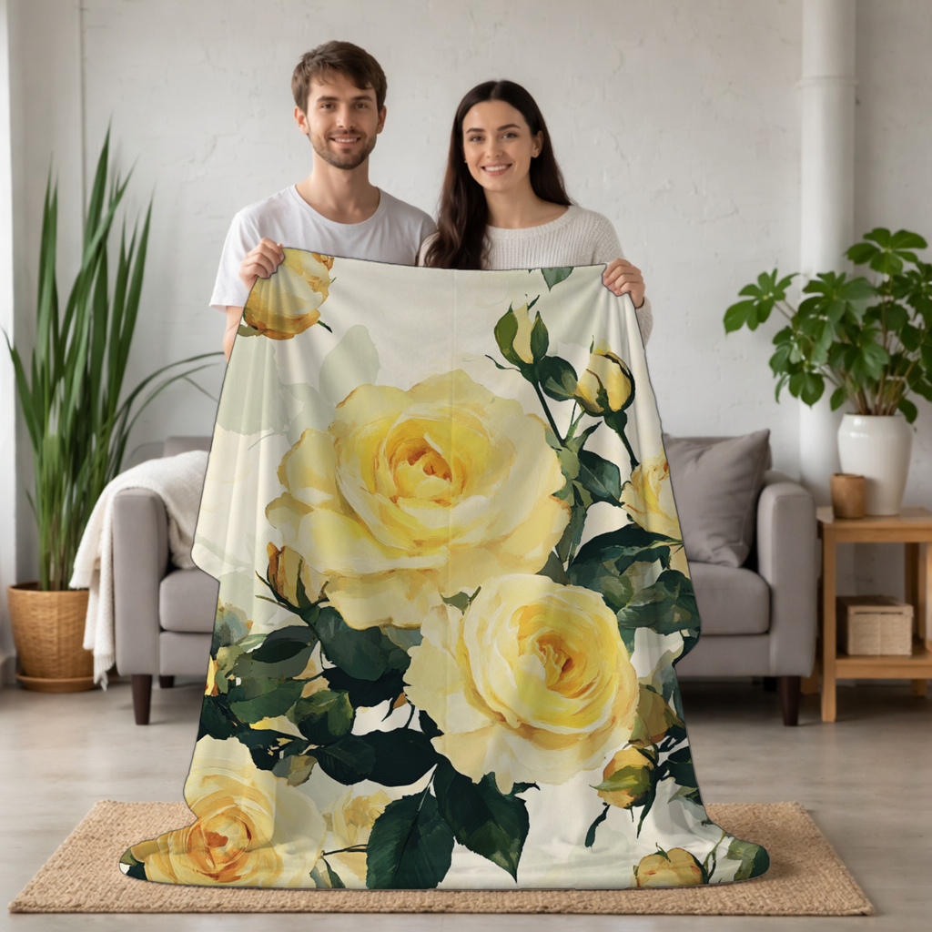 Personalized Bloom Trail Sherpa Blanket with Custom Name