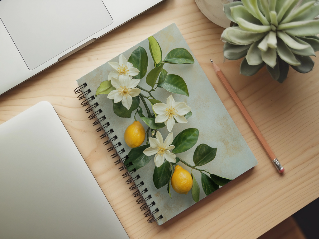 Citrus Blossom Spiral Notebook Personalized for Orchard Breeze Reflections
