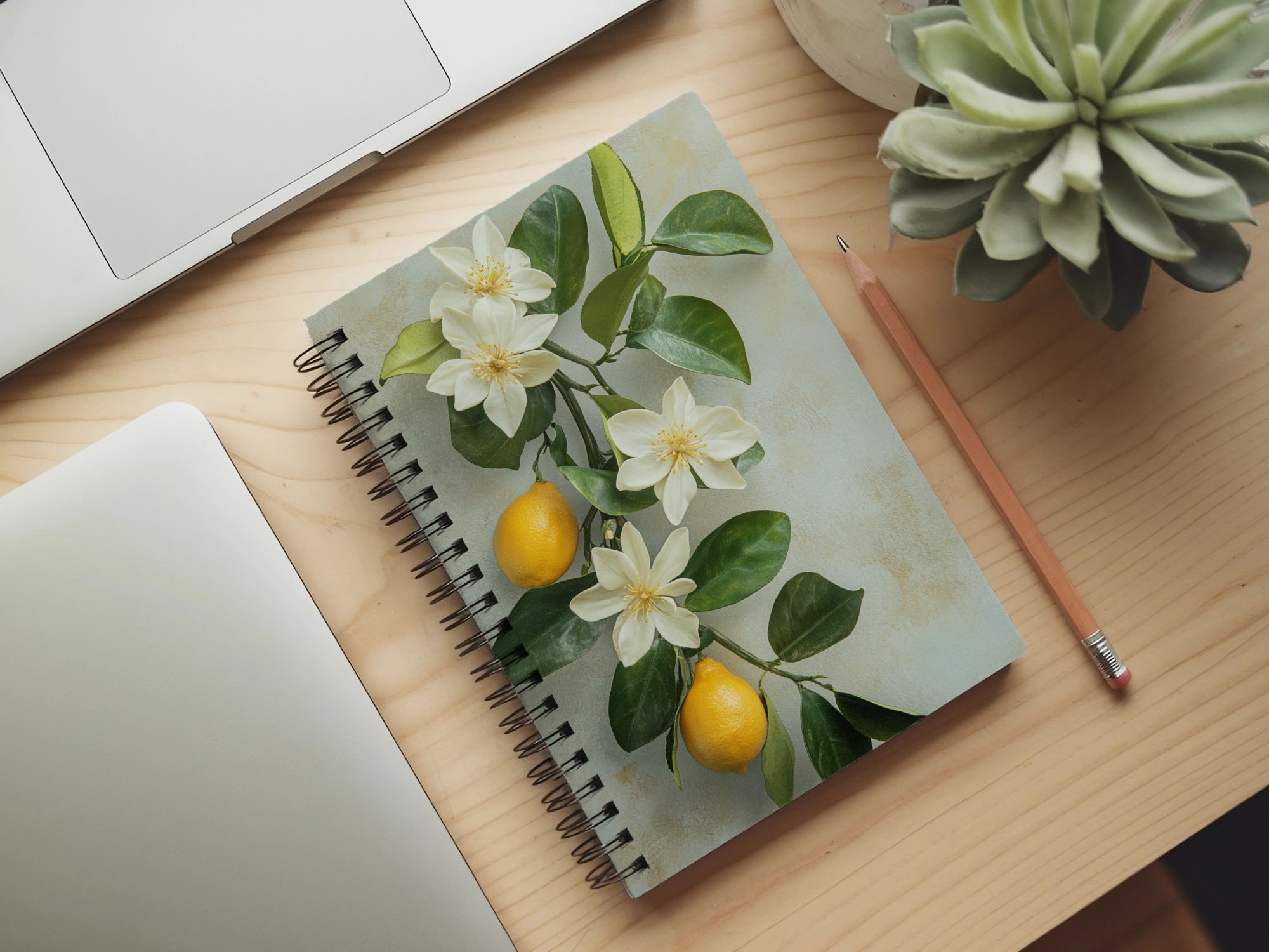 Citrus Blossom Spiral Notebook Personalized for Orchard Breeze Reflections