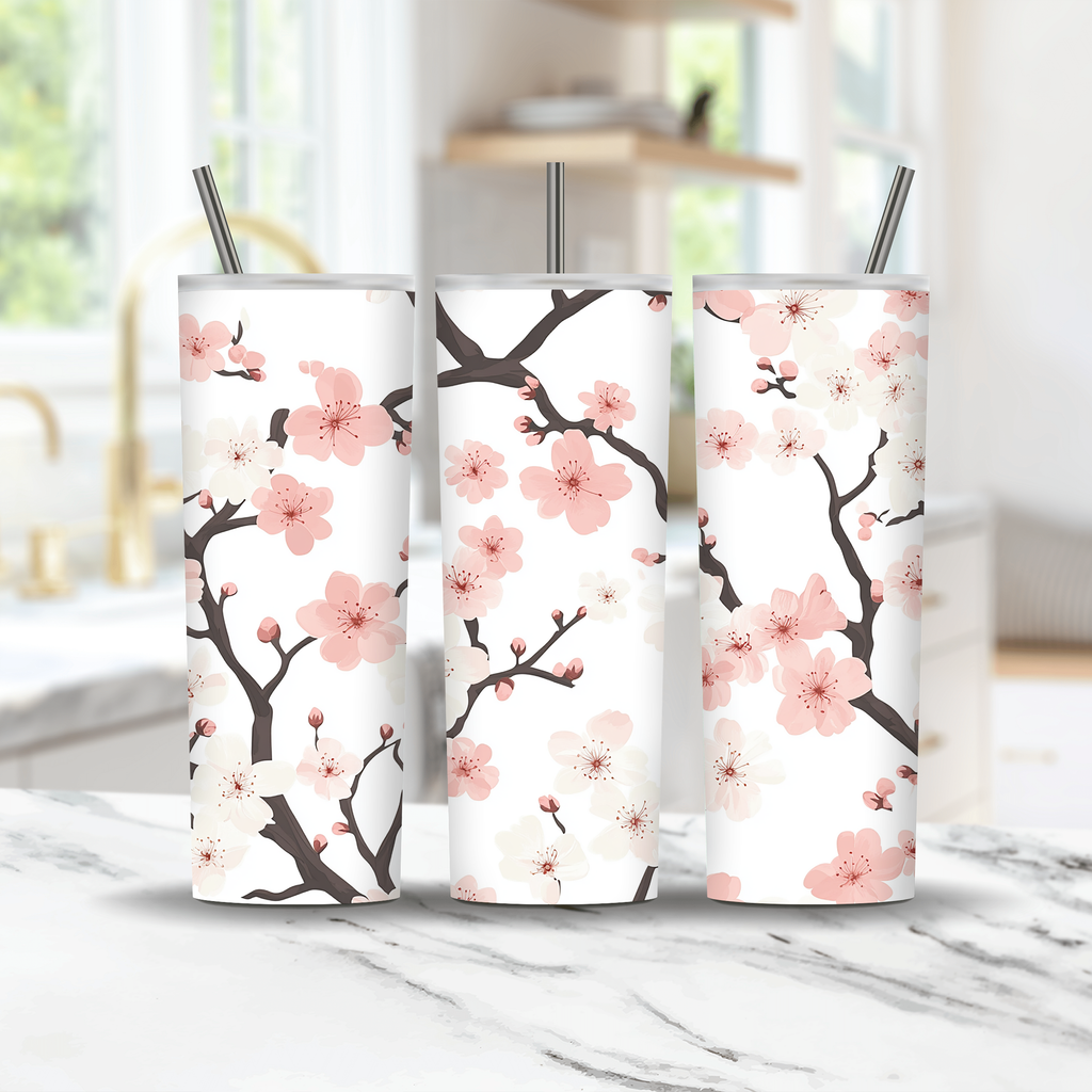 Personalized Floral Travel Mug with Handle | Custom Name Stainless Steel Coffee Mug Gift