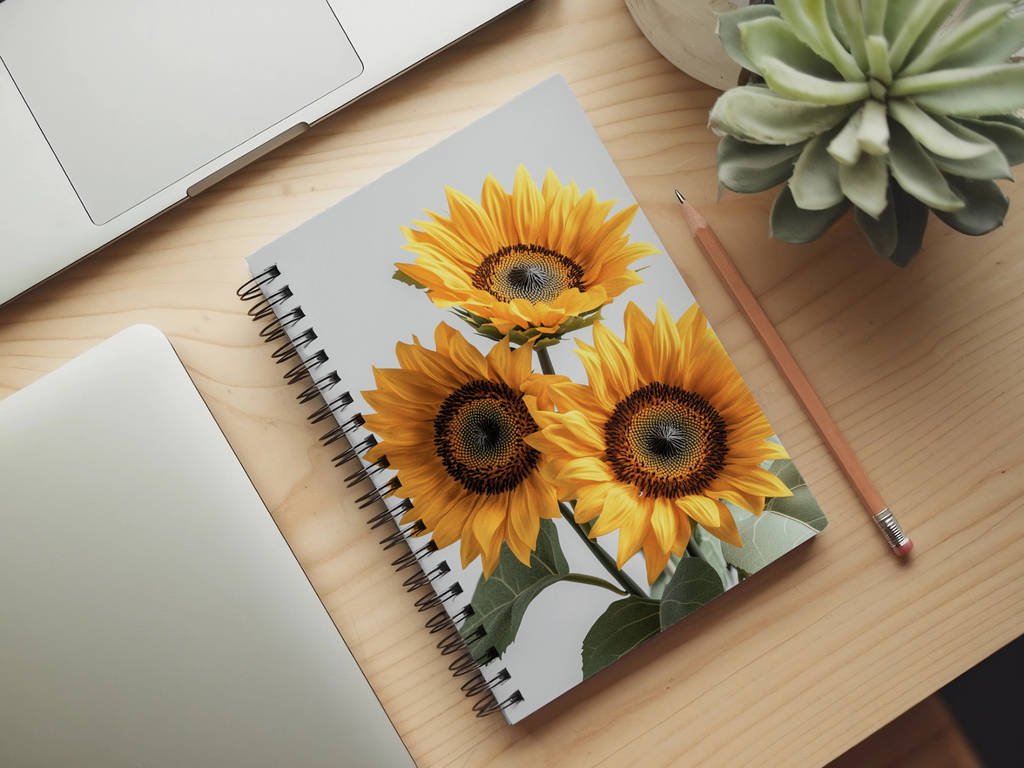 Sunflower Spiral Notebook Personalized for Harvest Season Inspirations