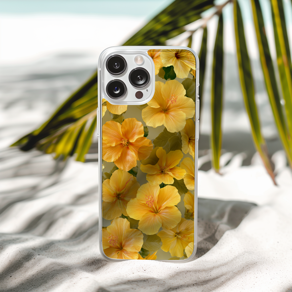 Personalized Tropical Botanical Bloom iPhone Case with Custom Name & Elegant Floral Shield