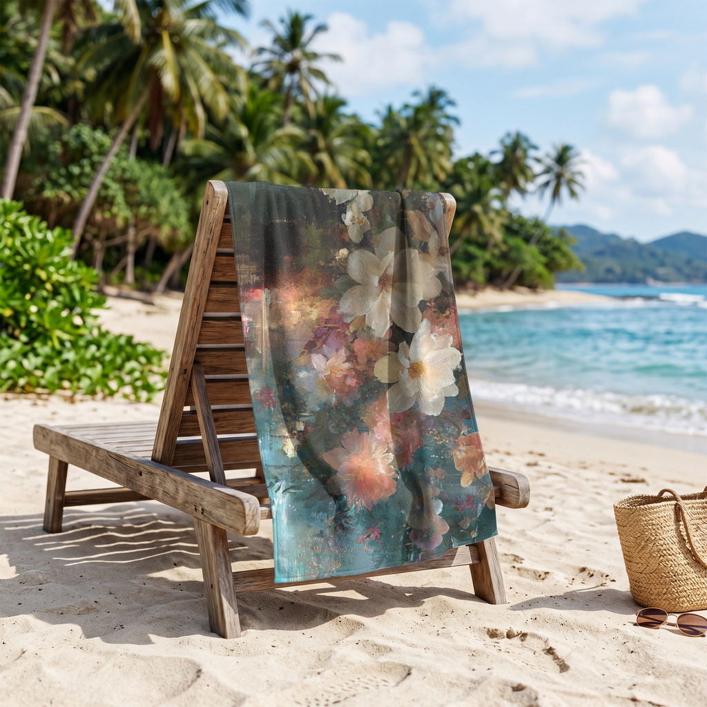 Elegant Floral Beach Towel with Personalized Name