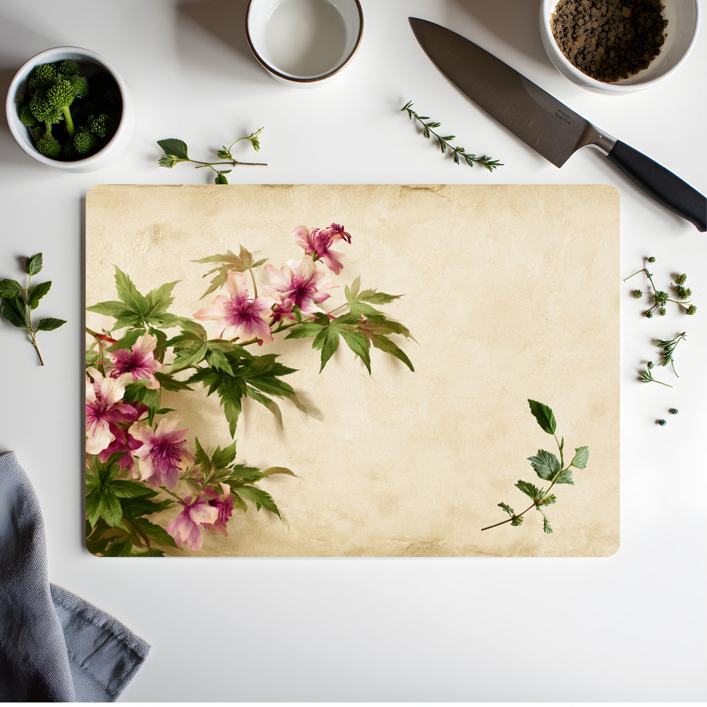 Japanese Anemone Glass Cutting Board Personalized for Graceful Garden Kitchens