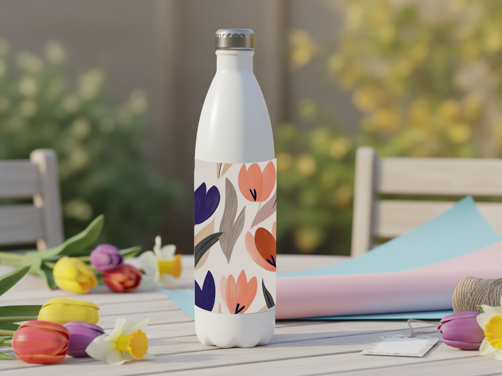 Tulip Stainless Steel Water Bottle Personalized for Spring Garden Rambles