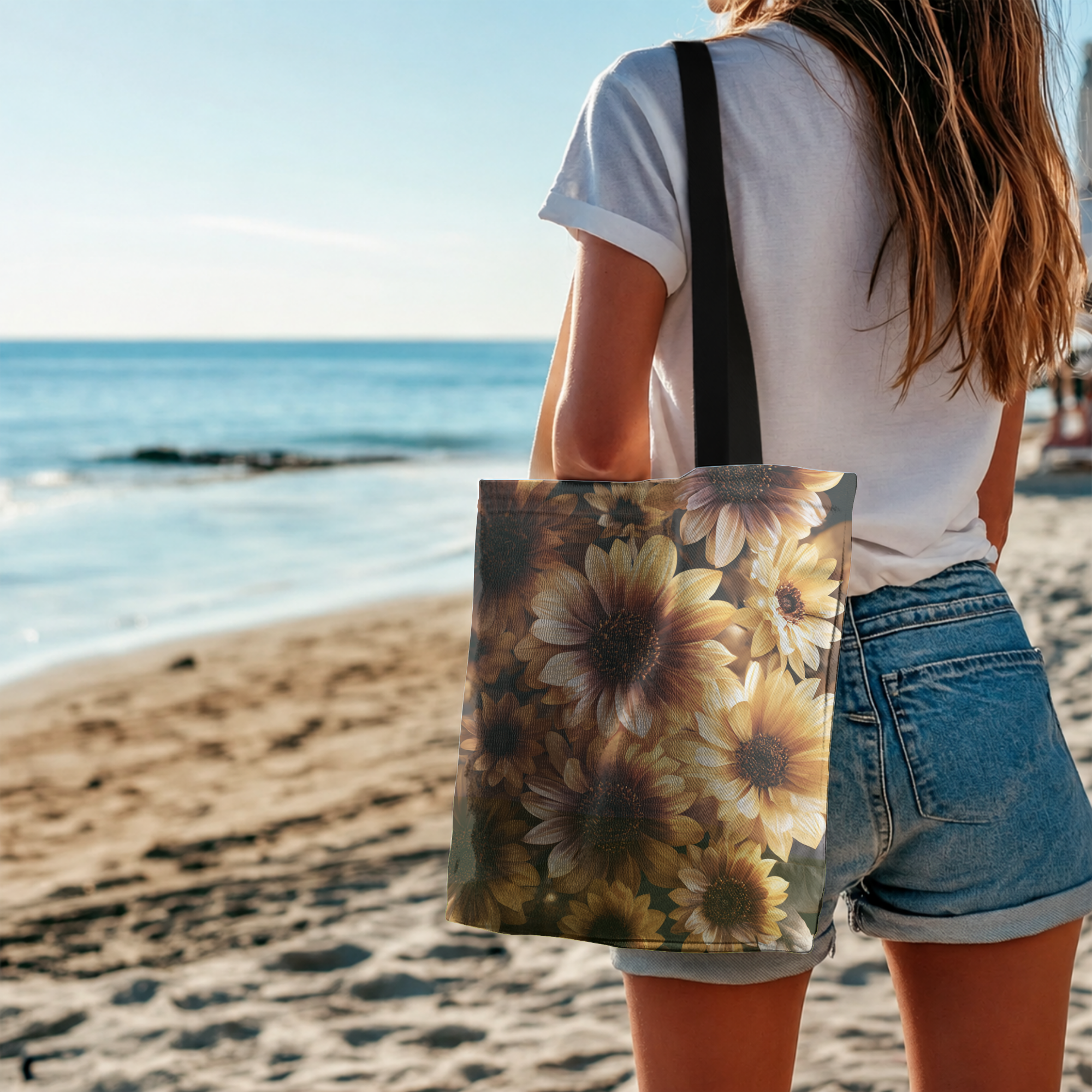 Personalized Flower Market Tote Bag with Custom Name for Shopping & Daily Carry