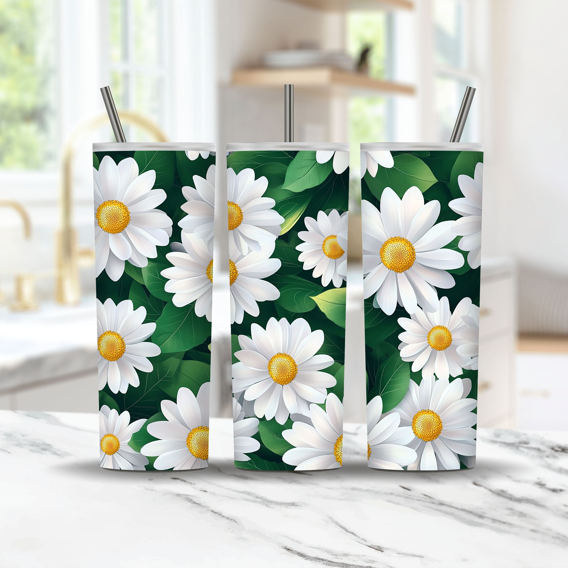 Personalized Botanical Drink Tumbler with Custom Floral Name Design