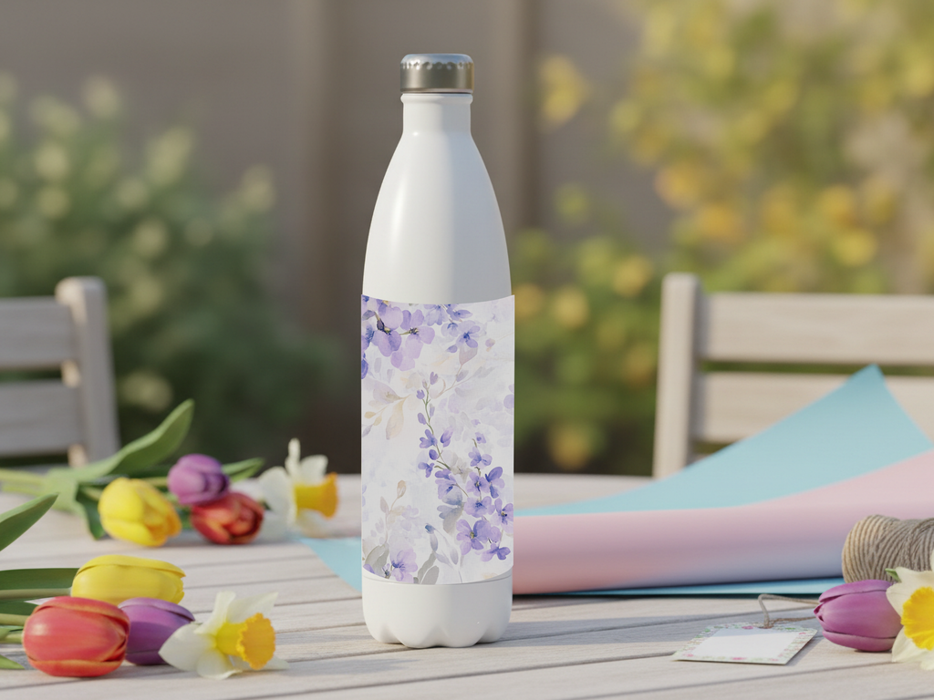 Wisteria Garden Escape Water Bottle with Personalized Name