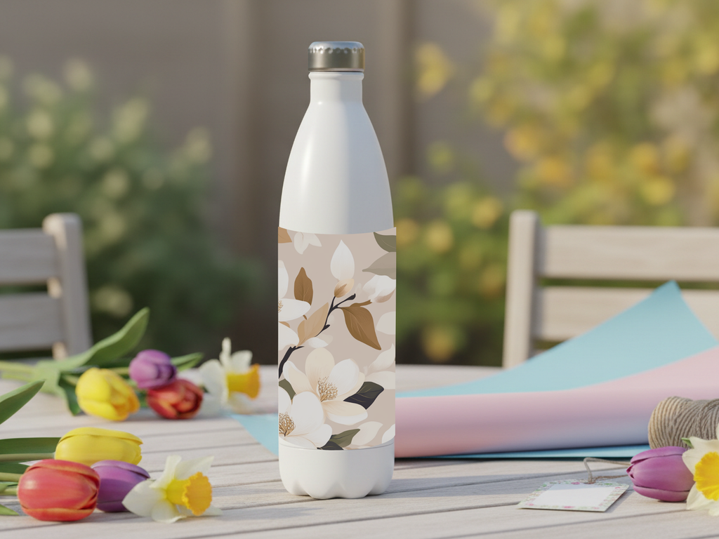 ersonalized Dogwood Stainless Steel Water Bottle with Custom Botanical Name Design