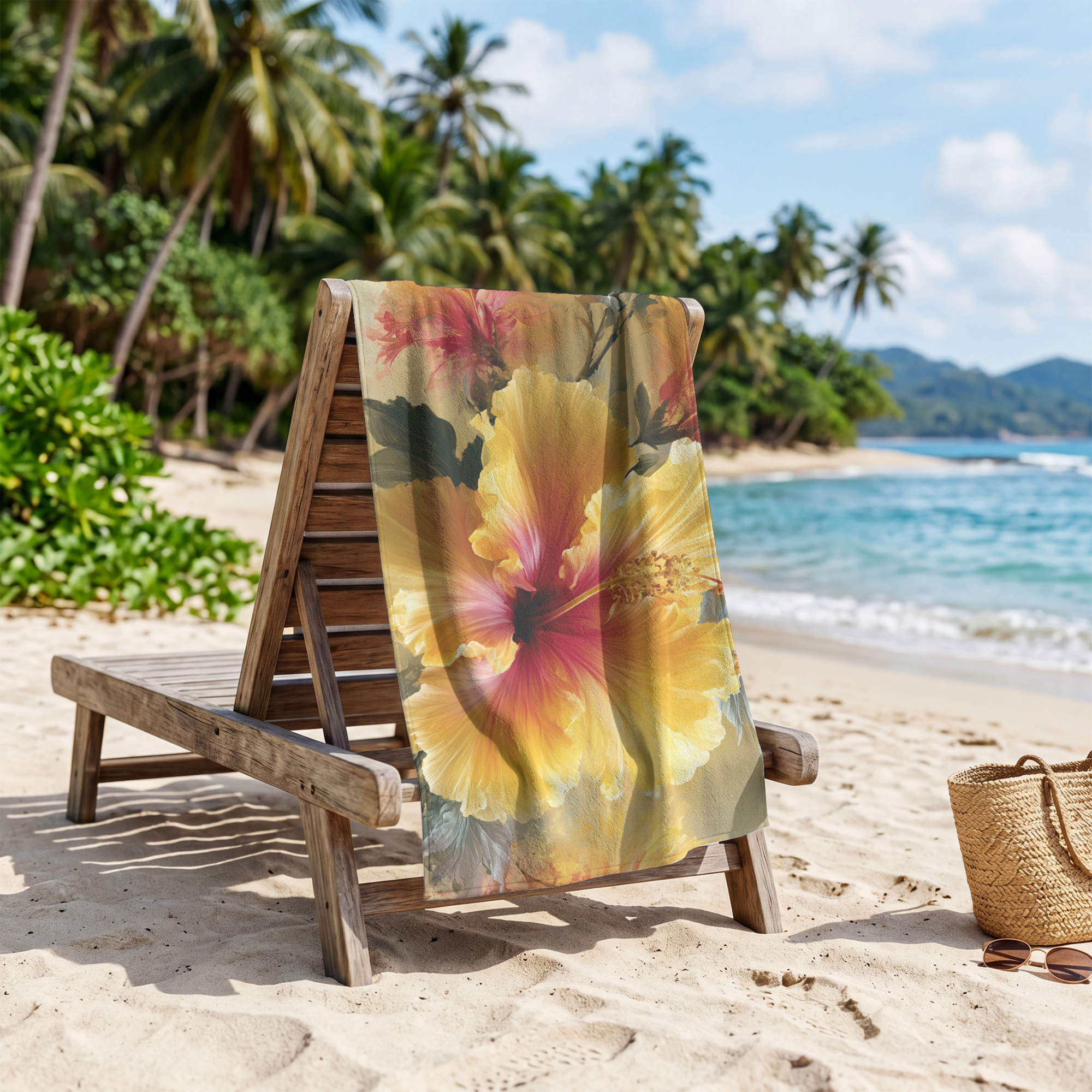 Personalized Floral Beach Towel with Botanical Design
