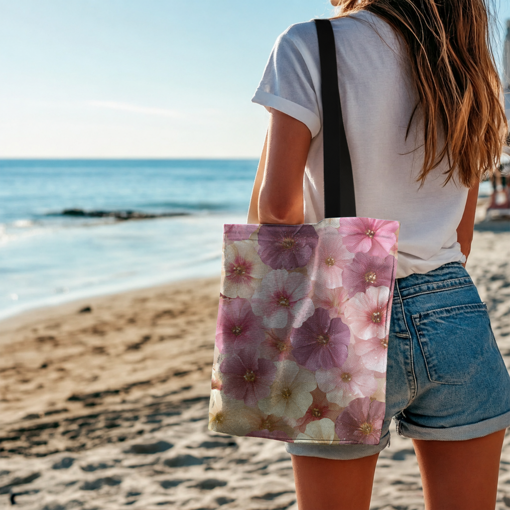 Personalized Floral Shopper Tote with Custom Name for Market, Travel & Daily Use