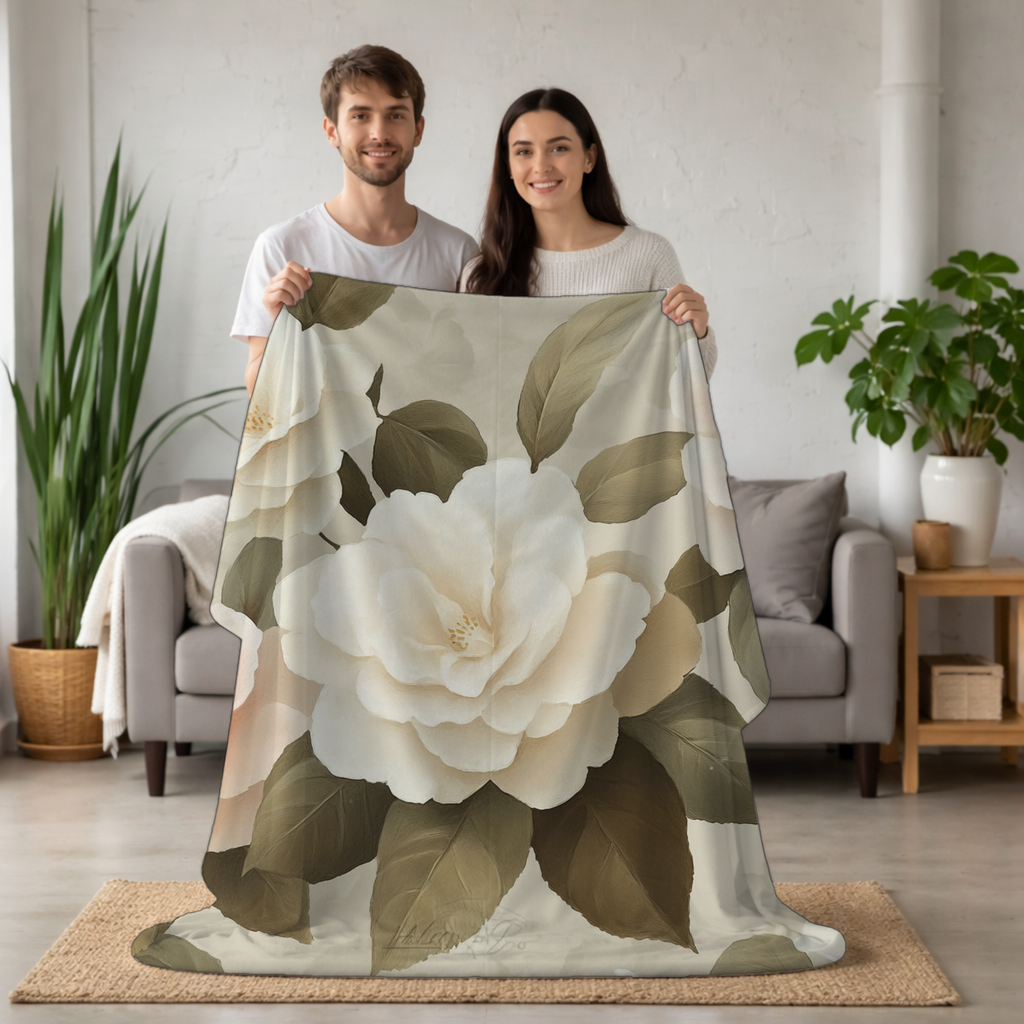 Personalized Velvet Bloom Sherpa Blanket with Custom Name