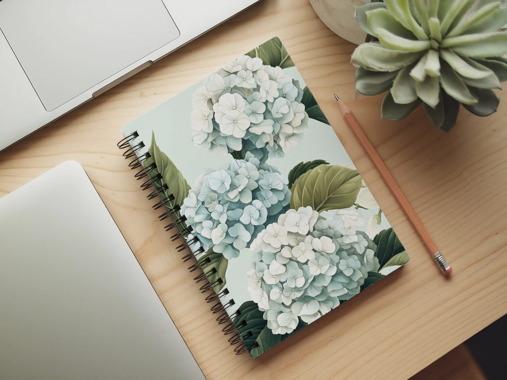 Hydrangeas Spiral Notebook Personalized for Trellis Bloom Collections