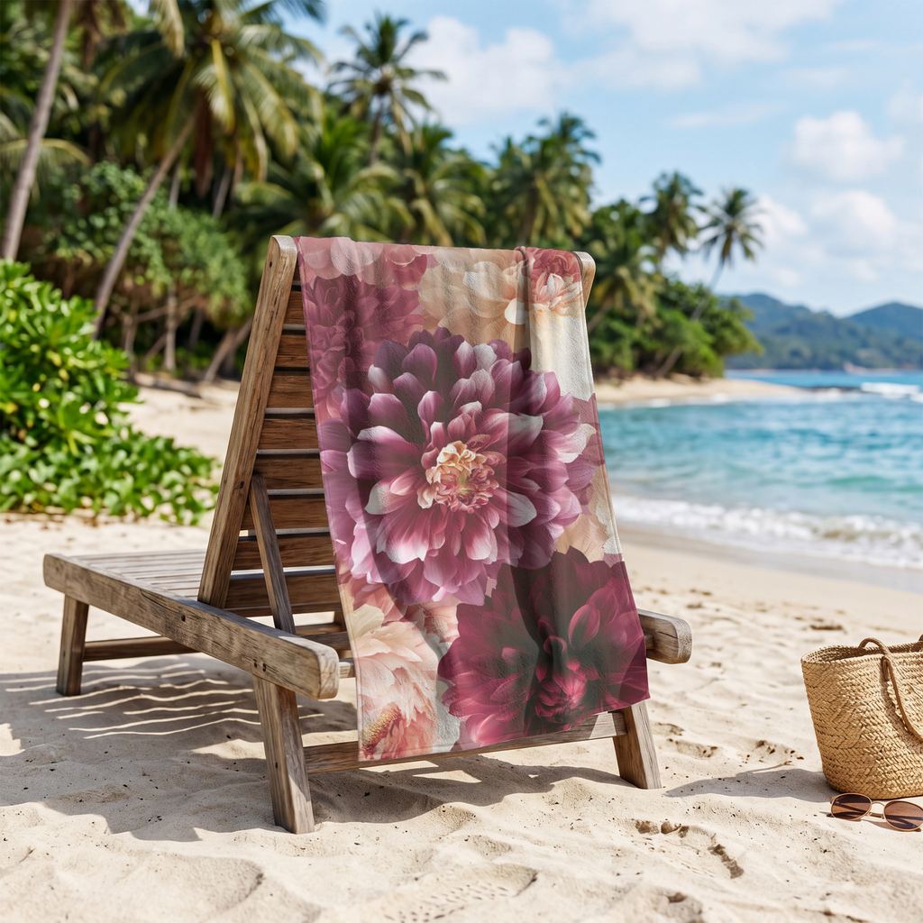 Botanical Beach Towel with Personalized Name