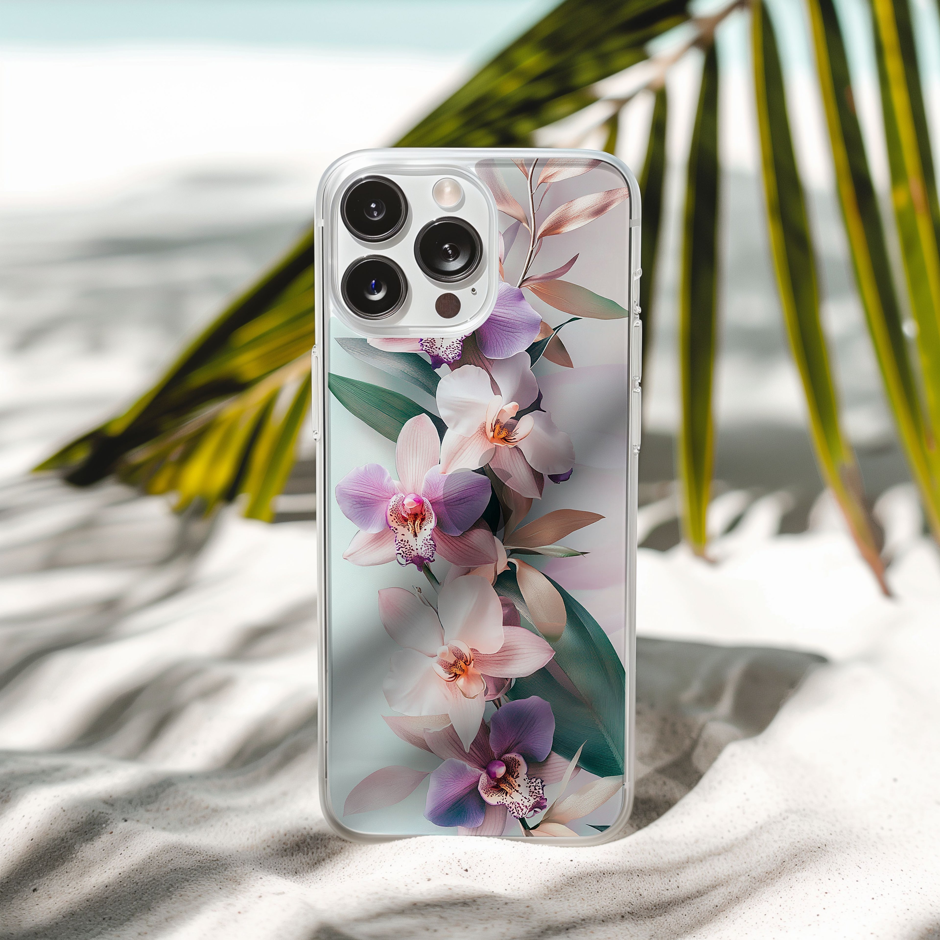 Custom White Botanical iPhone Case with Personalized Name & Floral Designer Cover